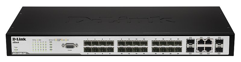 24 ports 10/100Base-T + 2 ports SFP + 2 ports combo 1000B