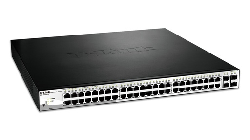 [DGS-1210-52MP] Switch intelligent Web, 48 ports 10/100/1000Base-T PoE + 4 ports Gigabit SFP, budget de puissance PoE de 370W (support 802.3af/802.3at)