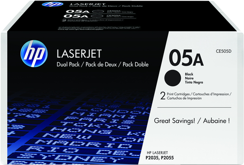 [CE505D] HP 05A 2-pack Black Original LaserJet Toner Cartridges