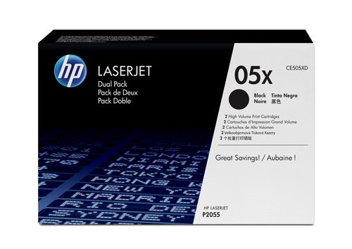 [CE505XD] HP 05X 2-pack High Yield Black Original LaserJet Toner Cartridges