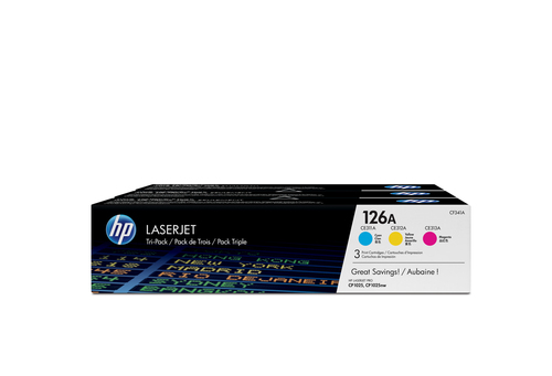 [CF341A] HP 126A 3-pack Cyan/Magenta/Yellow Original LaserJet Toner Cartridges