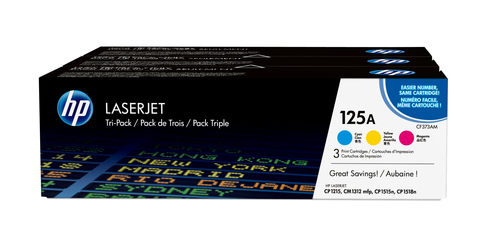 [CF373AM] HP 125A 3-pack Cyan/Magenta/Yellow Original LaserJet Toner Cartridges