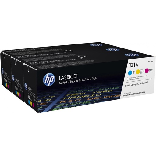 [U0SL1AM] HP 131A 3-pack Cyan/Magenta/Yellow Original LaserJet Toner Cartridges